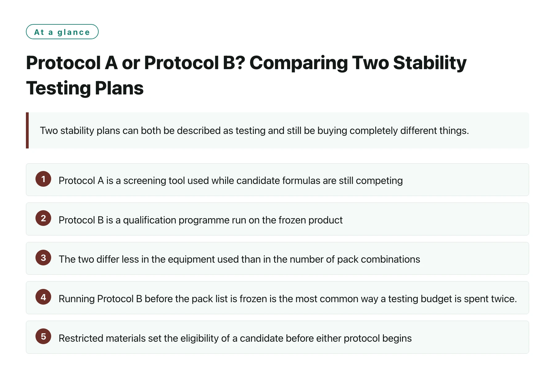 Protocol A or Protocol B? Comparing Two Stability Testing Plans——全文要点速览